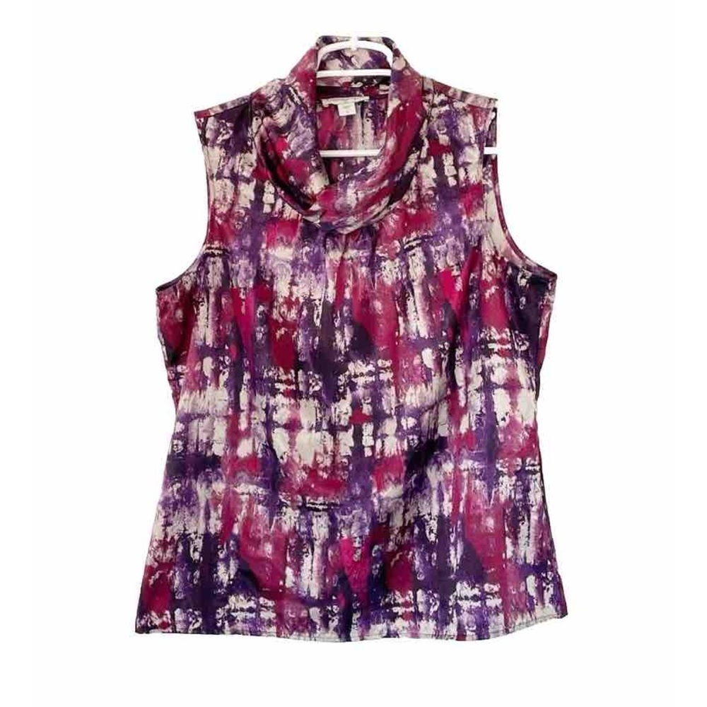 COLDWATER CREEK top size L purple grey sleeveless cowl neck lightweight